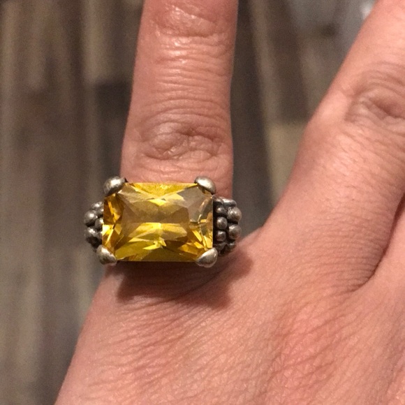 Sterling Thailand yellow glass ring size 5 - Picture 14 of 15